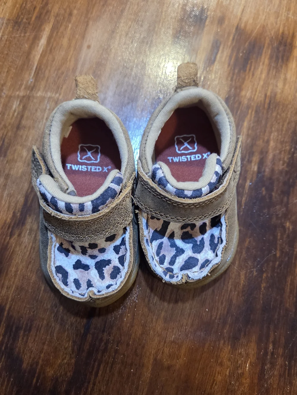 Twisted X Leopard Infant Baby Shoes Size 2M Moc Leather Upper Western Cowboy